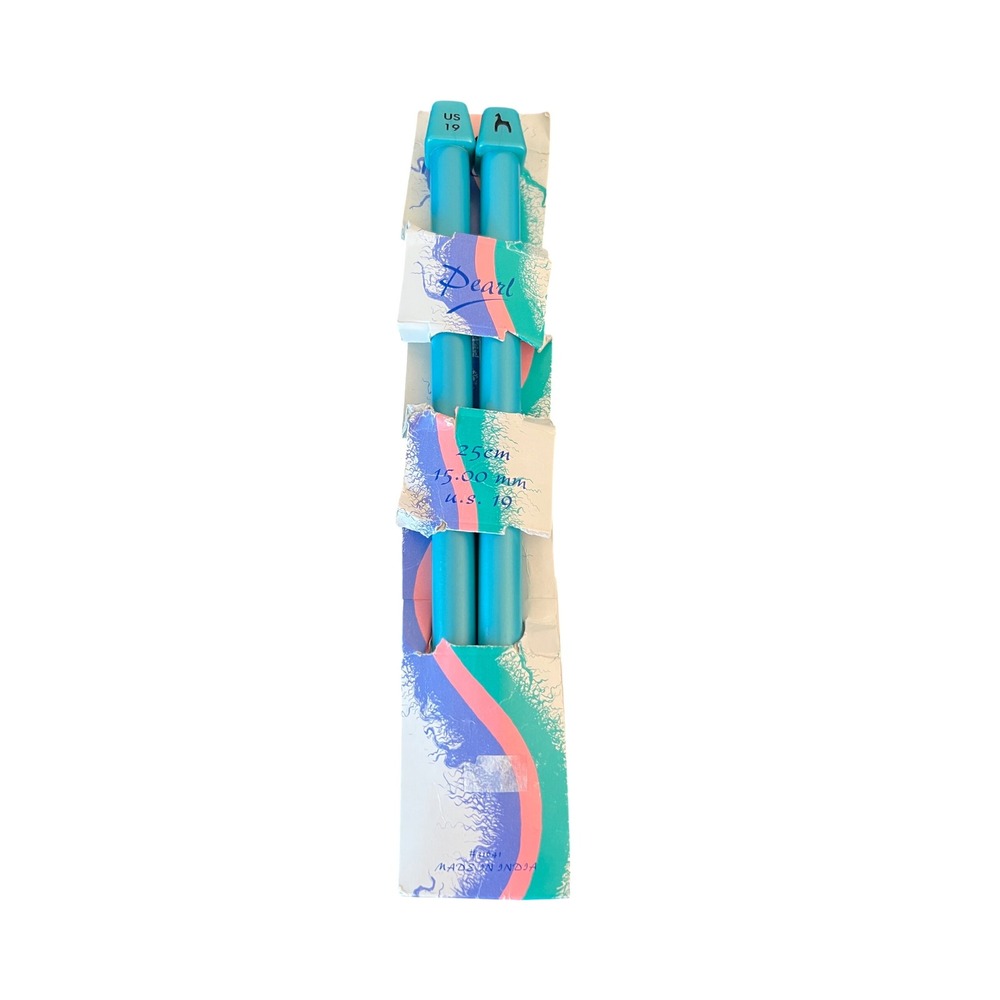 Pearl Knitting Needles US 19 15mm Teal Blue 25cm Single Point Muench Yarns